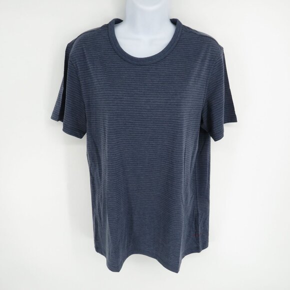 Daniel Buchler Navy Blue Striped Short Sleeve T-Shirt S Soft Stretchy NWT $62 - Picture 1 of 5